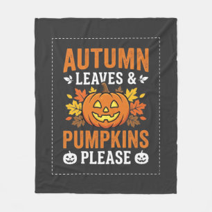 Couverture Polaire Feuilles d'automne Citrouille Halloween Design