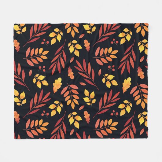 Couverture Polaire Feuilles d'automne colorées Motif d'aquarelle (Devant (Horizontal))