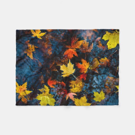 Couverture Polaire Feuilles d'automne dans la scène de l'eau (Devant (Horizontal))