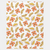 Couverture Polaire Feuilles d'automne en chute chaude avec fleurs (Devant)