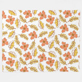 Couverture Polaire Feuilles d'automne en chute chaude avec fleurs (Devant (Horizontal))