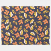 Couverture Polaire Feuilles d'automne en chute chaude avec fleurs (Devant (Horizontal))