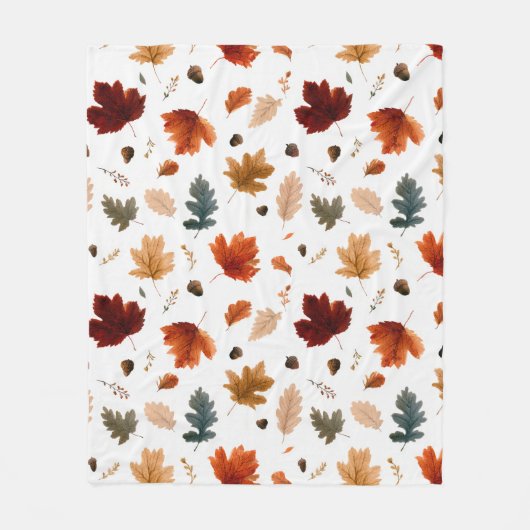 Couverture Polaire Feuilles d'automne et feuillage de glands (Devant)