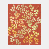 Couverture Polaire Feuilles d'automne Gold Foil sur Orange Brûlé (Devant)