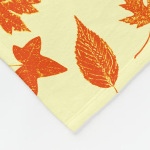 Couverture Polaire Feuilles d'automne - jaune pâle et orange