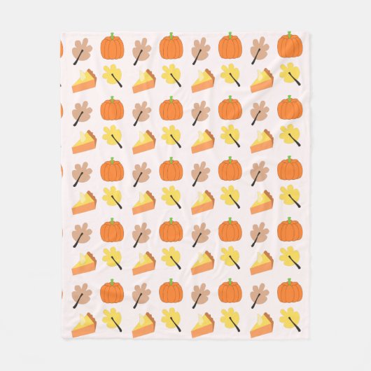 Couverture Polaire Feuilles d'automne mignonnes, tourte citrouille or (Devant)