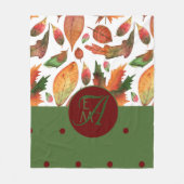 Couverture Polaire Feuilles d'automne monogrammes Automne Rouge Vert  (Devant)