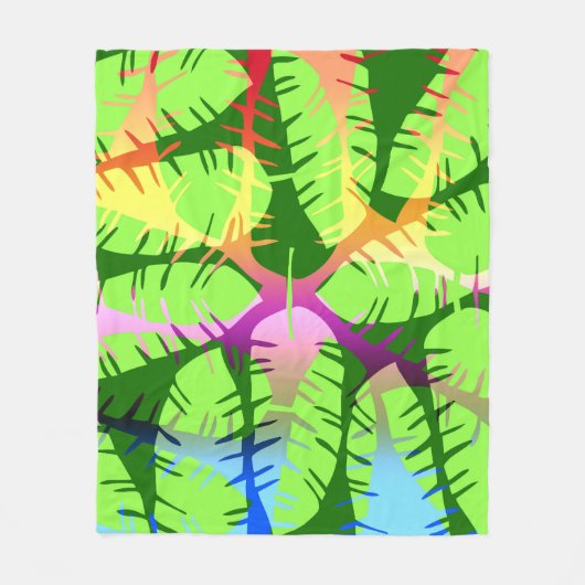 COUVERTURE POLAIRE FEUILLES DE BANANIER ABSTRAITES BOTANIQUES (Devant)