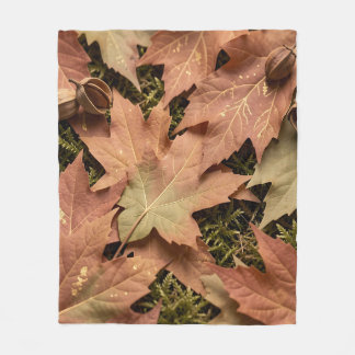 Couverture Polaire Feuilles de érable d'automne dorées Mousse Feuilla
