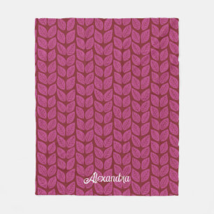 Couverture Polaire Feuilles de feuillage de automne rose et rouge