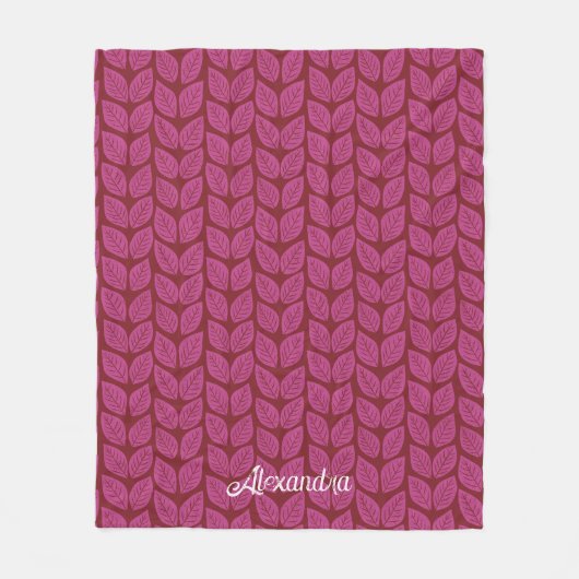 Couverture Polaire Feuilles de feuillage de automne rose et rouge (Devant)