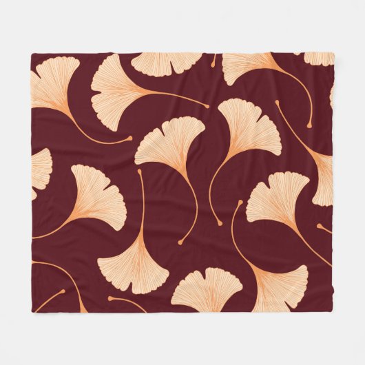 Couverture Polaire Feuilles de Ginkgo biloba, motif floral transparen (Devant (Horizontal))