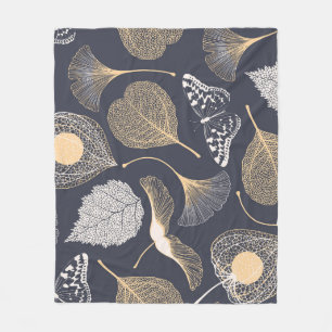 Couverture Polaire Feuilles de Ginkgo : Élégance florale incomparable