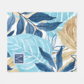 Couverture Polaire Feuilles de la Jungle Bleue (Devant (Horizontal))
