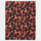 Couverture Polaire Feuilles de l'érable rouge d'automne sur fond noir (Devant)