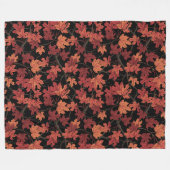 Couverture Polaire Feuilles de l'érable rouge d'automne sur fond noir (Devant (Horizontal))
