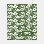 Couverture Polaire Feuilles de MONOGRAMME blanc personnalisé (Devant)