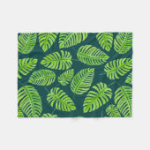 Couverture Polaire Feuilles de Monstera, motif d'aquarelle tropicale (Devant (Horizontal))