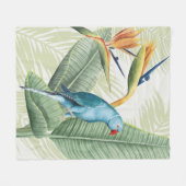 Couverture Polaire Feuilles De Palme Avec Oiseau Bleu (Devant (Horizontal))