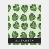 Couverture Polaire Feuilles de palme, Motif tropical, Votre nom (Devant)