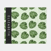 Couverture Polaire Feuilles de palme, Motif tropical, Votre nom (Devant (Horizontal))