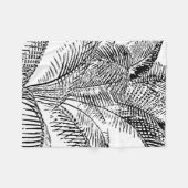 Couverture Polaire Feuilles de palmier noir et blanc Motif Abstrait (Devant (Horizontal))