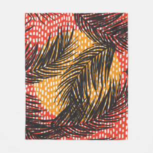 Couverture Polaire Feuilles de palmier noir, traits sans soudure