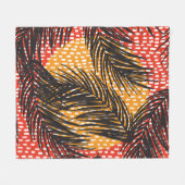 Couverture Polaire Feuilles de palmier noir, traits sans soudure (Devant (Horizontal))