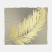 Couverture Polaire Feuilles de palmier tropical doré (Devant (Horizontal))
