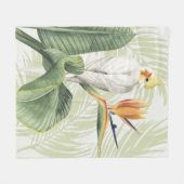 Couverture Polaire Feuilles De Palmiers Avec Oiseau Blanc (Devant (Horizontal))