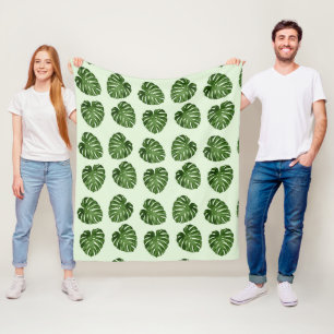 Couverture Polaire Feuilles de palmiers, Feuilles verts, Motif tropic
