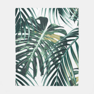 Couverture Polaire Feuilles de palmiers tropicaux, feuilles de jungle