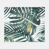 Couverture Polaire Feuilles de palmiers tropicaux, feuilles de jungle (Devant (Horizontal))