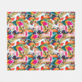 Couverture Polaire Feuilles de perroquets et palmiers (Devant (Horizontal))