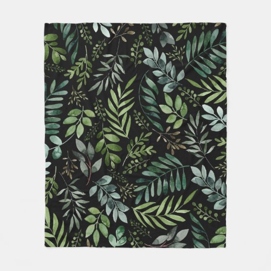 Couverture Polaire Feuilles de verdure aquarelle    (Devant)