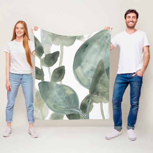 Couverture Polaire Feuilles d'eau - Aquarelle (En situation)