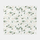 Couverture Polaire Feuilles d'Elégant Vert Doré (Devant (Horizontal))