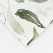 Couverture Polaire Feuilles d'Elégant Vert Doré (Coin)