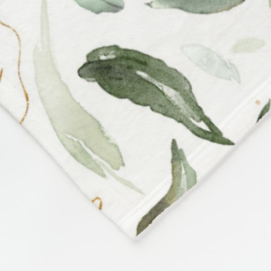 Couverture Polaire Feuilles d'Elégant Vert Doré (Coin)