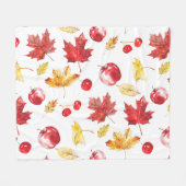 Couverture Polaire feuilles d'érable aquarelle, cerises, pommes (Devant (Horizontal))