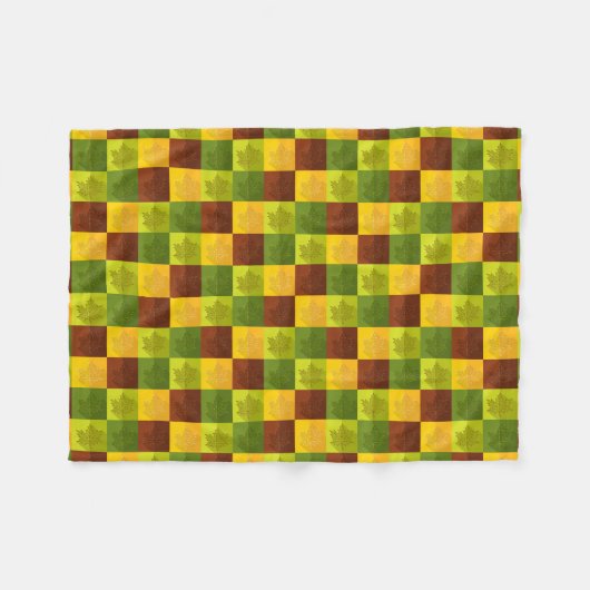 Couverture Polaire Feuilles d'érable d'automne, brun, or, vert (Devant (Horizontal))
