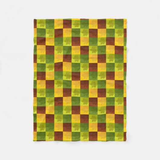 Couverture Polaire Feuilles d'érable d'automne, brun, or, vert (Devant)