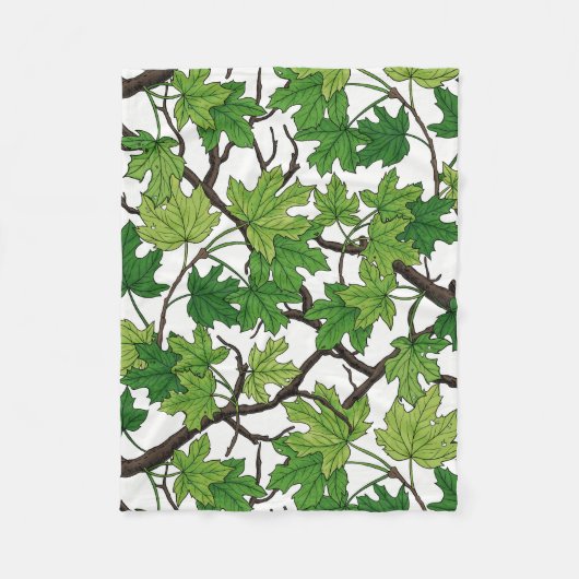 Couverture Polaire Feuilles d'érable sur fond blanc (Devant)