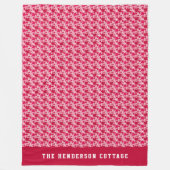 Couverture Polaire Feuilles d'érable sur fond rose (Devant)