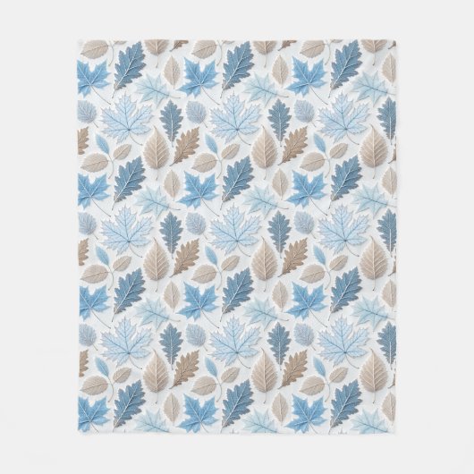 Couverture Polaire feuilles d'hiver enrobés de givre délicat (Devant)