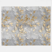 Couverture Polaire Feuilles d'or gris argent (Devant (Horizontal))