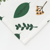 Couverture Polaire Feuilles et fleurs vertes sur blanc (Coin)