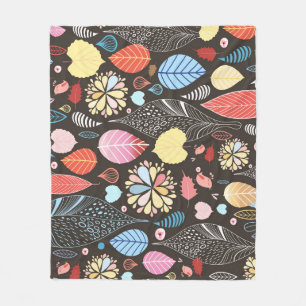 Couverture Polaire Feuilles et oiseaux d'automne.