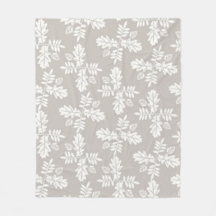 Couverture Polaire Feuilles gris blanc Vintage ligne Motif feuille