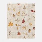 Couverture Polaire Feuilles Jaune Brun Rustiques avec une Atmosphère  (Devant)